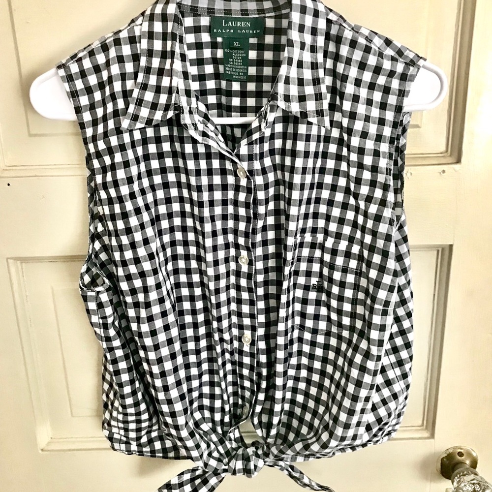 Women’s Ralph Lauren tie waist crop top.